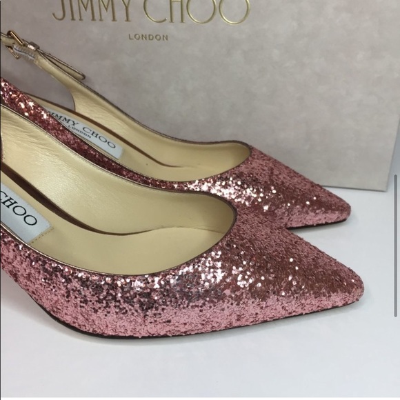 Jimmy Choo Erin Size 36.5 Pink Glitter Slingback Pumps - Picture 5 of 8
